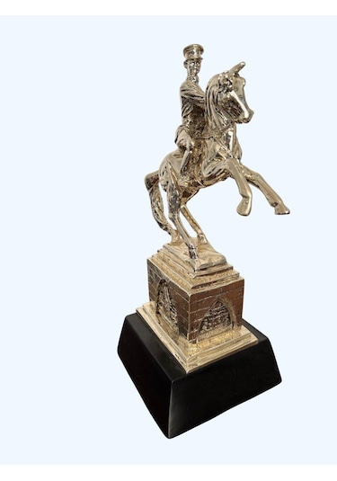 Atın Üstünde Atatürk Büstü Heykel Biblo 43 Cm Gümüş Renk
