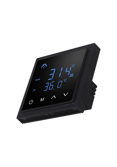 Siyah Led Dokunmatik Ekranlı Akıllı Termostat 16a Yerden Isıtma Sıcaklık Kontrol Cihazı 85265v Elektrikli