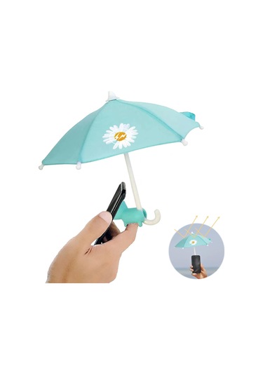 Güneş İçin Telefon Şemsiyesi, Evrensel Ayarlanabilir Vantuzlu Standlı Telefon Şemsiyesi, Güneşlik - Mavi Papatya Diğer