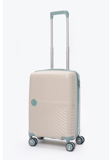 Elatae Exclusive Pro Polipropilen Kabin Boy Kırılmaz Valiz Bej - Mavi 5239