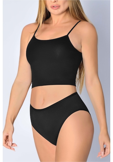 Penye Likralı Bikini Siyah