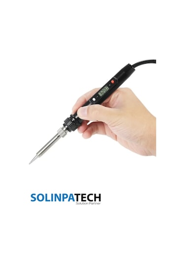 80W LCD Ekranlı Isı Ayarlı Kalem Havya 5 Yedek Uç Lehim Stand  Pompa Cımbız Seti
