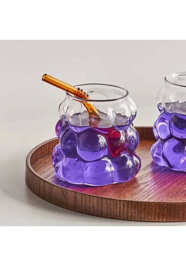 Neevoyu Cam Bardak, 350 Ml, Şarap Üzümü Deseni, Pyrex, Şeffaf, 1 Adet Şeffaf