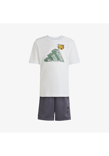 Adidas Minecraft Çocuk Beyaz Şort Takım Jz3533 Çok Renkli