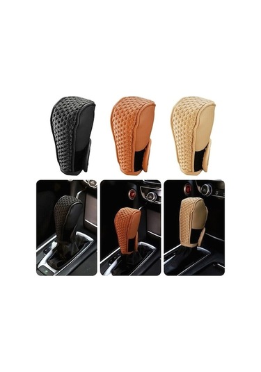 Dancemonkey Pu + Buz İpek Kaymaz Araç Vites Topuzu Kapak - Bej Bej