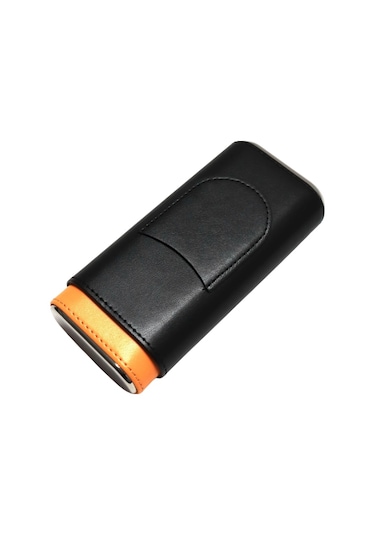 Cohiba Siyah Taba Kesici Bölmeli Üçlü Deri Puro Kılıfı