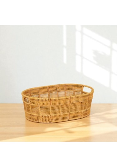 Oval Rattan Küçük Boy Sepet Hasır