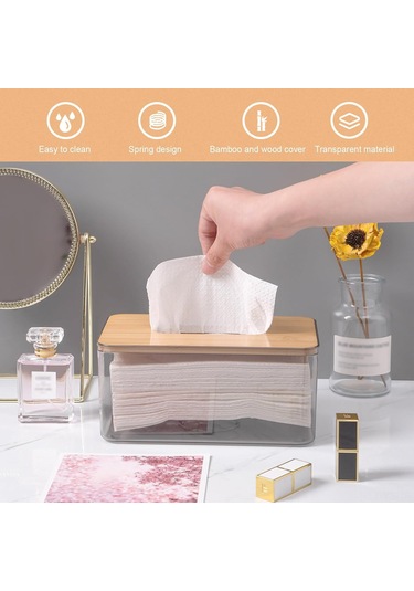 Yunboo Şeffaf Akrilik Havlu Kutusu Tutucu - Modern Mutfak/banyo Organizer - Dayanıklı Dikdörtgen Dispenser Şeffaf