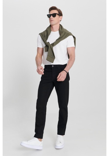 AC&Co / Altınyıldız Classics Erkek Siyah Comfort Fit Geniş Kesim Pamuk Denim Jean Kot Pantolon 4A0123200011SYH36