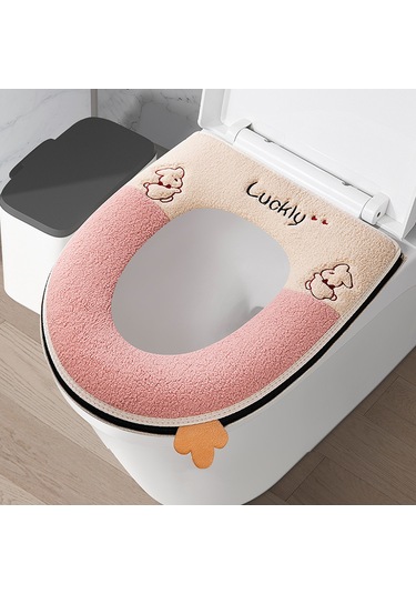 Ev Tipi Tuvalet Dört Mevsim Üniversal Klozet Kapağı Su Geçirmez Kapak Tuvalet Halkası Neşeli Tavşan - Pembe Pembe