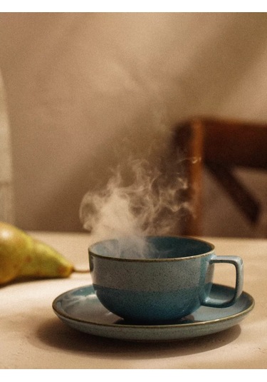 Sl Home Çay Ve Kahve İçin Hediye Porselen Tabaklı 300 Ml Kupa 200483520 Kahverengi