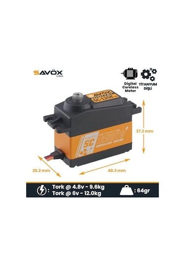 Savox Sc1258tgp Digital Servo Coreless Motor With Soft Start High Voltage Titanium Dişli