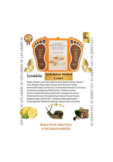 Ayak Peeling Maskesi 5 Li Soyulma Etkili, Ölü Deri Temizleyici Ve Pürüzsüzleştirici Bakım