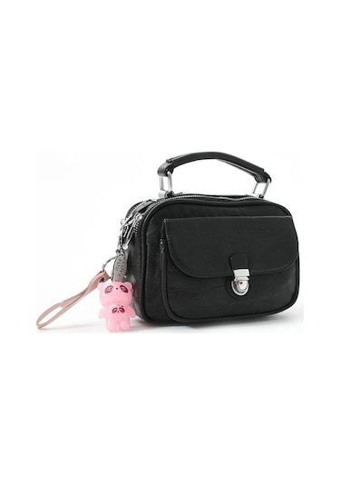 Vegan Deri Kadın Postacı Çanta 21 15 Cm Yıkama Suni Deri Omuz Çantası Çapraz Askılı Çanta Siyah