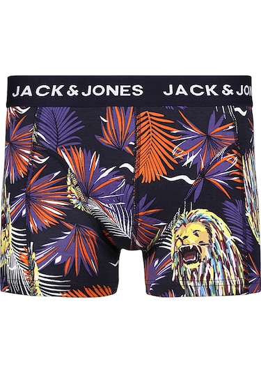 Jack & Jones 3'lü Desenli Karışık Boxer Paketi- Printed 12214907 Navy Blazer Çok Renkli