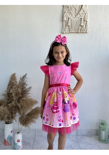 Barbie Kız Çocuk Elbisesi - Pembe