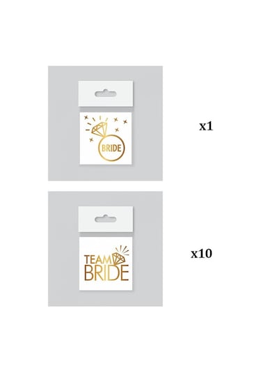 Bride To Be 1 Bride 10 Team Bride Gold Renkli Geçici Dövme Model 2