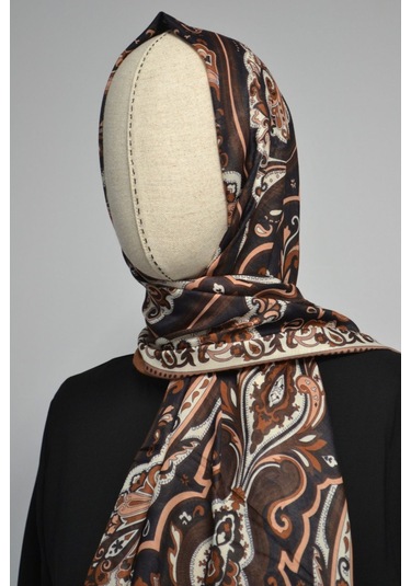 Etnik Desenli Pamuklu Şal 70x190 Cm Turuncu