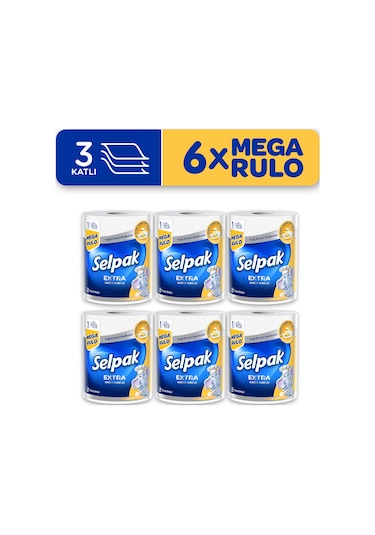 Selpak® 1 3 Yağ Emici Mega Rulo Havlu 6'lı