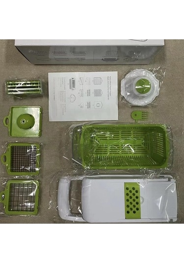 Novahub Beyaz Yeşil Mutfak Sebze Doğrayıcı, 8 Paslanmaz Çelik Bıçaklı Ve Kablı 15'i 1 Arada Yiye - Soğan, Sarımsak Ve Dilimleyici 56603318 Beyaz Yeşil Beyaz Yeşil