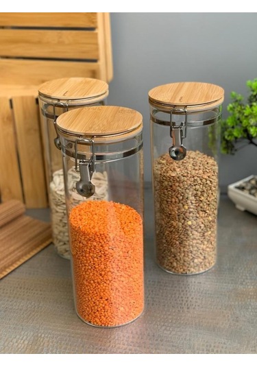 Bambum Mada 1300Ml 20 CM 6 Lı Kelepçeli Vakumlu Boroslikat Cam Se