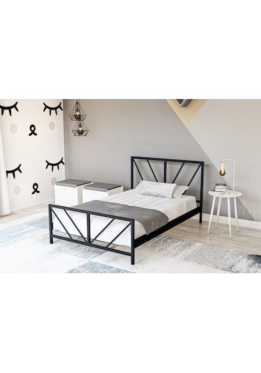 Metalia Gm 228 Gözde Siyah Tek Kişilik Karyola 90X190