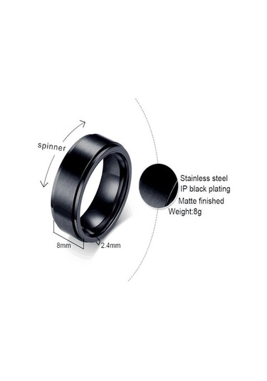 Beyaz Yeni Ürün Dönebilen Titanyum Çelik Yüzük Avrupa Ve Amerikan Erkek Paslanmaz Çelik Döner Halka Siyah