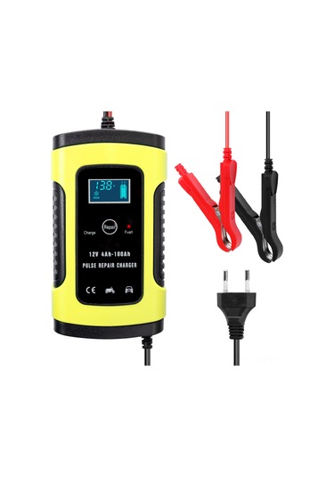 Monyee 12v 6a Akıllı Akü Şarj Cihazı - Otomobil Motosiklet Aküsü Tamir Edici, Otomatik Korumalı, Lcd Ekranlı, Avrupa Standartı Sarı