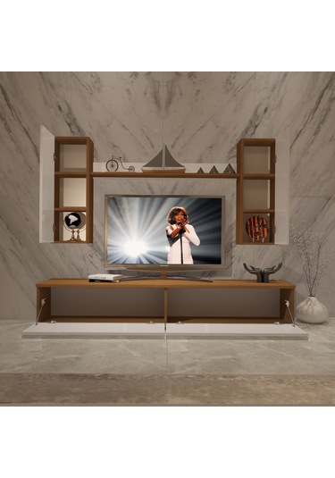 Decoraktiv Eko 5d Mdf Std Tv Ünitesi Tv Sehpası Ceviz - Beyaz