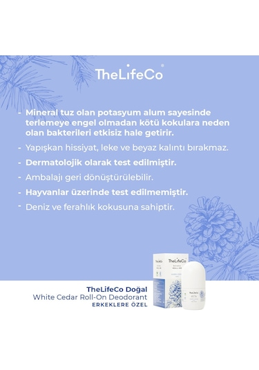 The Lifeco White Cedar Erkek Roll-On Deodorant 60 ML