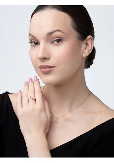 Uvelirnye Tradicii Doğal Sitrin Taşlı 925 Ayar Gümüş Yüzük 403021386 Gri