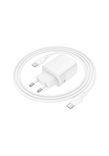 Borofone Bn29 Fuente Pd30w + Qc3.0 Şarj Seti 1m Tip-c Tip-c Kablosu İle, Fiş Tipi: Ab Fiş Beyaz Beyaz