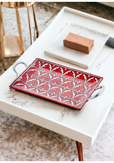 The Mia Corallo Servis Tepsisi Kırmızı 47 x 27 CM