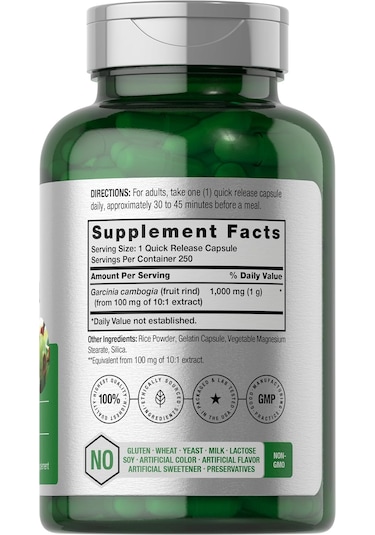 Horbaach Garcinia Cambogia Appetite Control Weight Loss 1000mg 250 Caps Aromasız