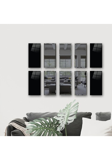 Dekor Camı | Düz Renk Siyah Cam ve Füme Ayna | 10'lu Takım Düz Siyah