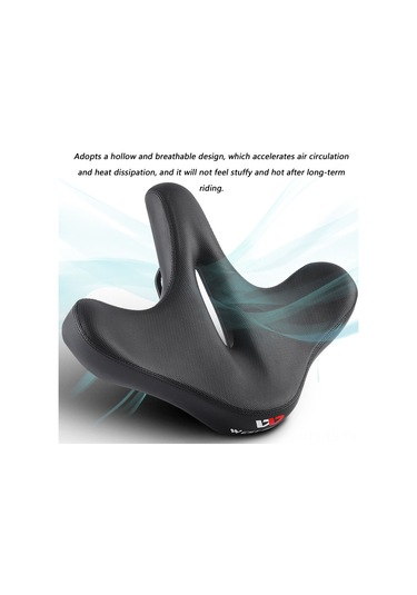 Yunboo Ergonomik Geniş Bisiklet Oturuğu - Çift Shock Absorbing Toplu Dizayn - Dağ Yolu Bisikletleri İçin - Siyah Siyah
