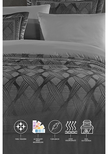 Elart Hera Çeyiz Paketi 7 Parça Gri Gri