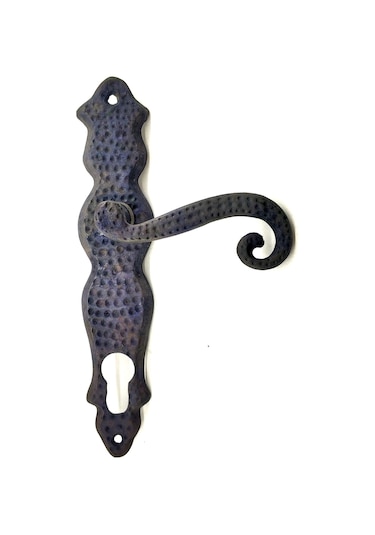 Antika Tarz Dekoratif Pirinç Ferforje Oda Kapı Kolu - 210x43 Mm, Oksit Çok Renkli