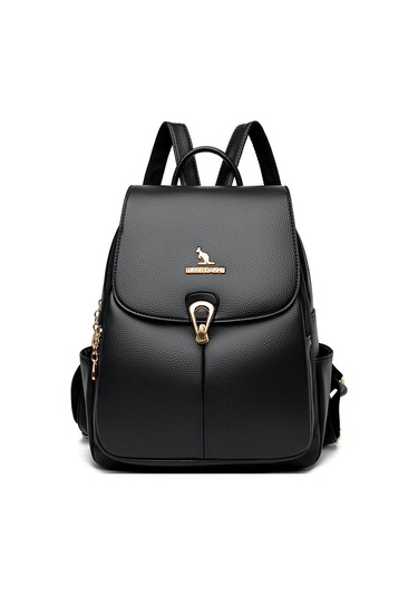 Suya Dayanıklı Düz Renk Kadın Sırt Çantası Retro Basit Büyük Kapasiteli Okul Çantası Boş Zaman Seyahat Bayan Öğrenci Sırt Çantasısiyah Diğer