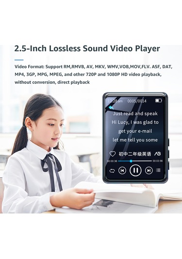 Xindoker Mahdi M20 Mini Müzik Çalar 8gb Siyah - 2.5" Hd Ekran, Bluetooth 5.0, Fm Radyo, Ses Kaydı, Video Ve E-kitap Desteği