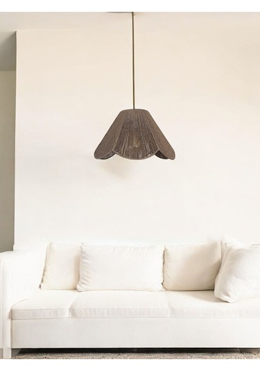 Hasır El Yapımı Bohem Çiçek Şekilli Rustik Avize - Vizon Vizon