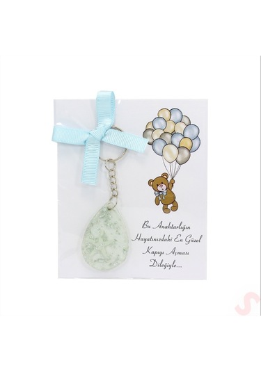 Epoksi Yıldızlı Kartlıklı Anahtarlık - Gümüş