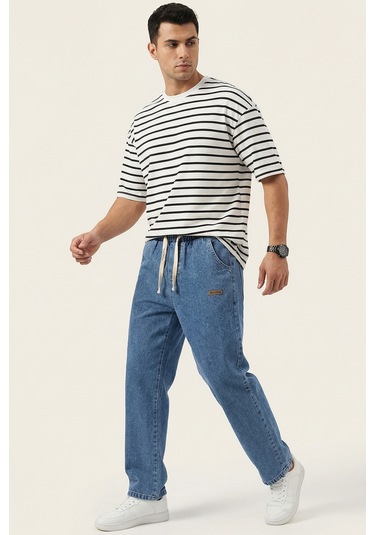 Erkek Rahat Kesim Baggy Jean Pantolon 30073 - Lacivert