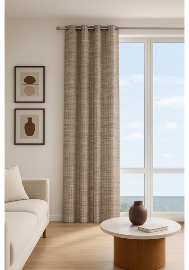 Bologna Halkalı Fon Perde Kahve 140x260 Kahverengi