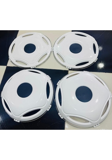 17,5& 39 & 39 İnç Plastik Beyaz Jant Kapağı 4 Adet Ön-arka Model