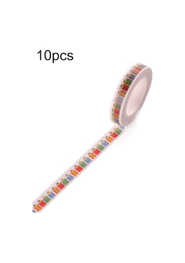 Cbtx 10 Adet Kağıt Bant El Defter Dekorasyon Çıkartma, 8mmx10m Kalem Sm-21