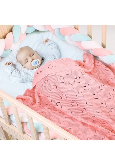 Sones Çok İşlevli Bebek Örgü Aşk İçi Boş Rüzgar Geçirmez Klima Battaniyesi Kılıfı, Boyut: 100x80cm Kot Mavisi Mavi