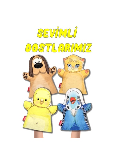 4 Parça Tox Sevimli Dostlarımız Keçe El Kukla Set . Eğitici Oyunc