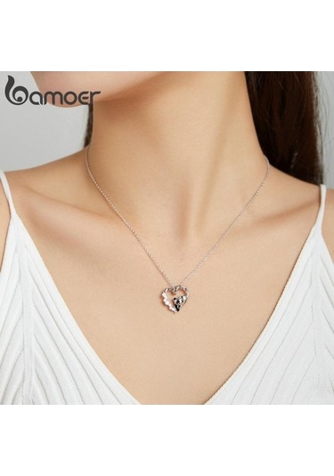 Novahub 925 Ayar Gümüş Panda Kolye, 17.7 İnç Zincir, Kadınlar İçin, Ayarlanabilir, Yıldönümü/hediye Gümüş