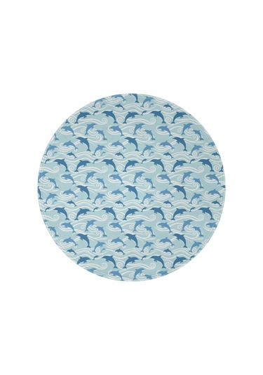 Yunus Desenli 60 İnç Yuvarlak Flanel Battaniye, Yumuşak, Hafif, Ev Seyahat-a21 Dolphin Wave Silhouette